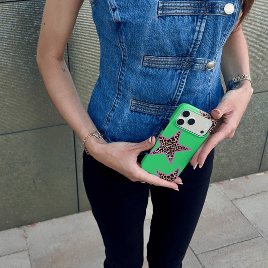 Funda de móvil Tough Case - Green Neon Pink Animal Print Stars Podbase