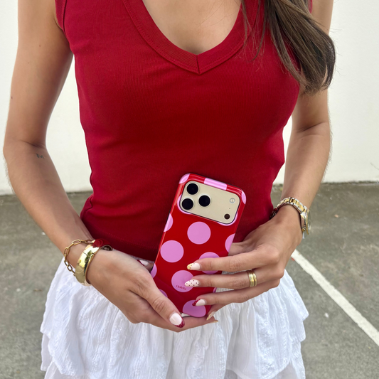 Funda de móvil Tough Case - Red pink dots Podbase