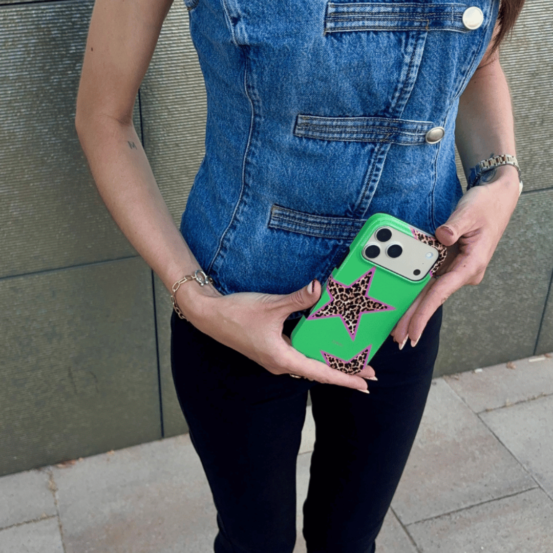 Funda de móvil Tough Case - Green Neon Pink Animal Print Stars Podbase